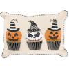 MACKENZIE-CHILDS Lumbar Throw Pillow, Decorative Cotton Pillow for Halloween, 14×20, Ghost Family Portraits(Jack O’ Lantern Cupcake)