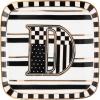 MACKENZIE-CHILDS Monogram Dish, Decorative Ceramic Letter Plate, 5 3/4″ Square, A(Monogram Dish – D)