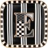 MACKENZIE-CHILDS Monogram Dish, Decorative Ceramic Letter Plate, 5 3/4″ Square, A(Monogram Dish – E)
