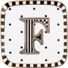 MACKENZIE-CHILDS Monogram Dish, Decorative Ceramic Letter Plate, 5 3/4″ Square, A(Monogram Dish – F)