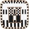 MACKENZIE-CHILDS Monogram Dish, Decorative Ceramic Letter Plate, 5 3/4″ Square, A(Monogram Dish – H)