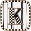 MACKENZIE-CHILDS Monogram Dish, Decorative Ceramic Letter Plate, 5 3/4″ Square, A(Monogram Dish – K)