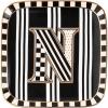 MACKENZIE-CHILDS Monogram Dish, Decorative Ceramic Letter Plate, 5 3/4″ Square, A(Monogram Dish – N)