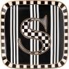 MACKENZIE-CHILDS Monogram Dish, Decorative Ceramic Letter Plate, 5 3/4″ Square, A(Monogram Dish – S)