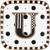 MACKENZIE-CHILDS Monogram Dish, Decorative Ceramic Letter Plate, 5 3/4″ Square, A(Monogram Dish – U)