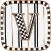 MACKENZIE-CHILDS Monogram Dish, Decorative Ceramic Letter Plate, 5 3/4″ Square, A(Monogram Dish – V)