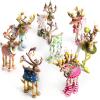 MACKENZIE-CHILDS Patience Brewster Dash Away Christmas Ornament, Indoor Christmas Decorations for The Christmas Tree, Mini Reindeer Set
