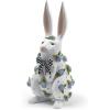 MACKENZIE-CHILDS Patience Brewster Periwinkle Peony Rabbit Figurine, Spring Rabbit Decor, Standing