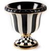 MACKENZIE-CHILDS Pedestal Tabletop Urn, Decorative Centerpiece for Table, Mantel, or Shelf, Small, Black-and-White Courtly Stripe(Small)