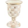 MACKENZIE-CHILDS Pedestal Vase, Decorative Centerpiece and Flower Holder, Pink-and-White Rosy Check(Mocha Check)