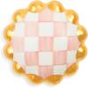 MACKENZIE-CHILDS Round Knob, Decorative Drawer Pull Knob, Blue-and-White Royal Check(Rosy Check)