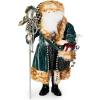 MACKENZIE-CHILDS Santa Claus Statue, Christmas Santa Decor for Mantel, Della Robia Sugared(Farmhouse Holiday Santa with Staff)