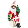 MACKENZIE-CHILDS Santa Ledge Sitter, Santa Claus Figurine for Christmas Decor, Check It Out(Black)