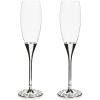 MACKENZIE-CHILDS Set of 2 Celebrate Toasting Flutes, Decorative Champagne Glasses, 8 Ounces, Black-and-White Courtly Check(Celebrate Courtly)
