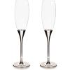 MACKENZIE-CHILDS Set of 2 Celebrate Toasting Flutes, Decorative Champagne Glasses, 8 Ounces, Black-and-White Courtly Check(Celebrate Rosy)