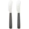 MACKENZIE-CHILDS Set of 2 Everyday Spreaders, Stainless-Steel Butter Knife Set, Leather(Black)
