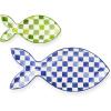 MACKENZIE-CHILDS Set of 2 Stoneware Serving Platters, Decorative Serving Platters for Food, Go Fish