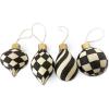 MACKENZIE-CHILDS Set of 4 Classic Courtly Glass Ornaments, Christmas Tree Decorations Set