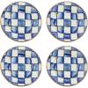 MACKENZIE-CHILDS Set of 4 Enamel Appetizer Plates, Mini Dessert Plates, 5 Inches, Blue-and-White Royal Check(Royal Check)