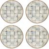 MACKENZIE-CHILDS Set of 4 Enamel Appetizer Plates, Mini Dessert Plates, 5 Inches, Blue-and-White Royal Check(Sterling Check)
