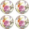MACKENZIE-CHILDS Set of 4 Enamel Appetizer Plates, Mini Dessert Plates, 5 Inches, Blue-and-White Royal Check(White Flower Market)
