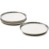 MACKENZIE-CHILDS Set of 4 Everyday Lunch Plates, Microwave-Safe and Dishwasher-Safe Stoneware Plates, Black-and-White Courtly Check