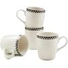 MACKENZIE-CHILDS Set of 4 Everyday Mugs, Dishwasher-Safe and Microwave-Safe, 14-Ounce Capacity, Black-and-White Courtly Check