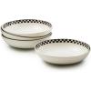 MACKENZIE-CHILDS Set of 4 Everyday Pasta Bowls, Microwave-Safe and Dishwasher-Safe Stoneware Bowls, Black-and-White Courtly Check