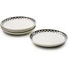 MACKENZIE-CHILDS Set of 4 Everyday Small Plates, Microwave-Safe and Dishwasher-Safe Stoneware Salad Plates, Black-and-White Courtly Check