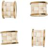 MACKENZIE-CHILDS Set of 4 Napkin Rings, Decorative Napkin-Holder Ring for Cloth Napkins, Bee(Mocha Check)
