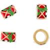 MACKENZIE-CHILDS Set of 4 Napkin Rings, Decorative Napkin-Holder Ring for Cloth Napkins, Bee(Toyland Drum)