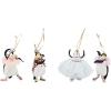 MACKENZIE-CHILDS Set of 4 Patience Brewster Penguins En Pointe, Mini Christmas Ornaments, Christmas Tree Decor