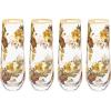 MACKENZIE-CHILDS Set of 4 Stemless Flutes, Decorative Champagne Flutes, Wild Rose