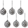 MACKENZIE-CHILDS Set of 6 Courtly Check Medium Ball Ornaments, Christmas Tree Decorations
