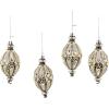 MACKENZIE-CHILDS Set of 6 Glass Ornaments, Christmas Tree Decorations, Holiday Mitten(Courtly Noel Teardrop)