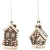 MACKENZIE-CHILDS Set of 6 Glass Ornaments, Christmas Tree Decorations, Holiday Mitten(Gingerbread House)
