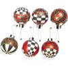 MACKENZIE-CHILDS Set of 6 Tartan Glass Ornaments, Christmas Tree Decorations Set, Large(Large)