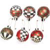 MACKENZIE-CHILDS Set of 6 Tartan Glass Ornaments, Christmas Tree Decorations Set, Large(Medium)