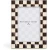 MACKENZIE-CHILDS Silver-Plated 4″ x 6″ Frame, Cute Tabletop Decor, Gray-and-White Sterling Check(Courtly Check)