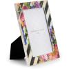 MACKENZIE-CHILDS Silver-Plated 4″ x 6″ Frame, Cute Tabletop Decor, Gray-and-White Sterling Check(Courtly Stripe Flower Market)