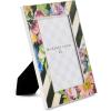MACKENZIE-CHILDS Silver-Plated 4″ x 6″ Frame, Cute Tabletop Decor, Gray-and-White Sterling Check(Flower Market)