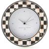 MACKENZIE-CHILDS Silver-Plated Round Desk Clock, Decorative Clock for Living Room, Kitchen, or Office, Black-and-White Courtly Check(Courtly Check)