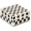 MACKENZIE-CHILDS Silver-Plated Trinket Box, Small Storage Box for Jewelry, Keepsakes, Ring Storage, or Gift Giving, Gray-and-White Sterling Check(Courtly Check)
