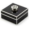 MACKENZIE-CHILDS Silver-Plated Trinket Box with Check Knob, Small Decorative Box for Jewelry, Keepsakes, Ring Storage, or Gift Giving, Black(Black)