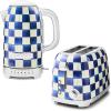 MACKENZIE-CHILDS Stainless-Steel Electric Kettle Bundle with Stainless-Steel 2-Slice Toaster, Blue-and-White Royal Check