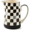 MACKENZIE-CHILDS Stoneware Pitcher with Spout, Decorative Drink Pitcher, 1.75 Quarts, Black Check(Black)