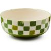 MACKENZIE-CHILDS Stoneware Serving Bowl, Large Decorative Bowl, 14-Cup Capacity, Lilac Check(Green)