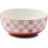 MACKENZIE-CHILDS Stoneware Serving Bowl, Large Decorative Bowl, 14-Cup Capacity, Lilac Check(Pink)