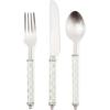 MACKENZIE-CHILDS Supper Club 3-Piece Place Setting, Fork, Spoon, and Knife Dinner Flatware Set, Black-and-White Courtly Check(Sterling Check)