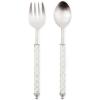 MACKENZIE-CHILDS Supper Club Salad Serving Set, Fork and Spoon Salad Servers, Decorative Kitchen Serving Utensils, Gray-and-White Sterling Check(Sterling Check)